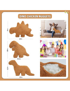 Almohada Dino Nugget TVVPGG 3 Piezas Suave Decorativa 2