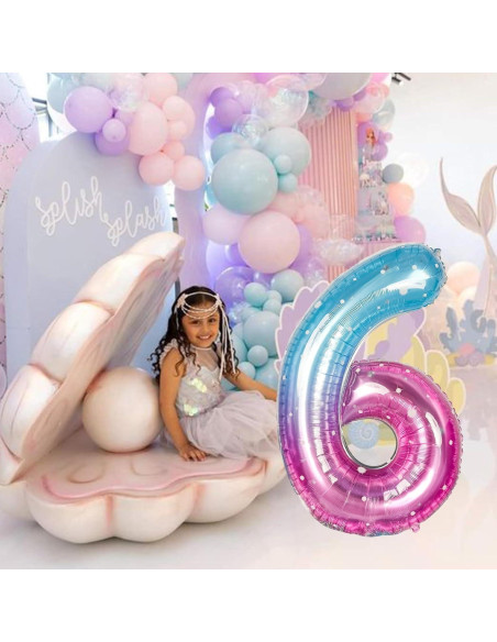 Globo de Número 6 Isndare 101,6 cm Azul Rosa para Fiestas