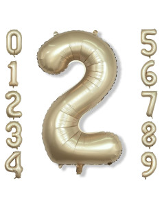 Globo Metálico Gigante Dorado 101,6 cm Número 2 para Fiesta