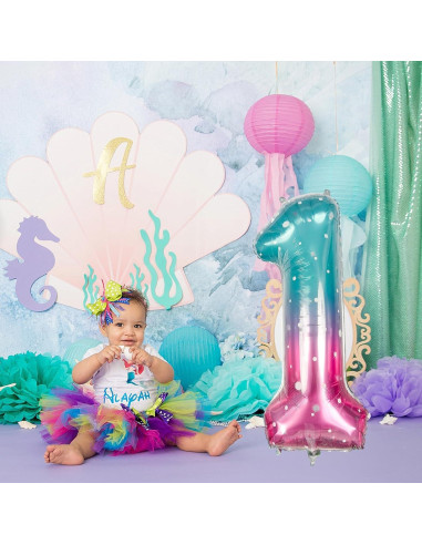 Globo de Número 1 Estrellado Azul Rosa 101,6 cm Mylar