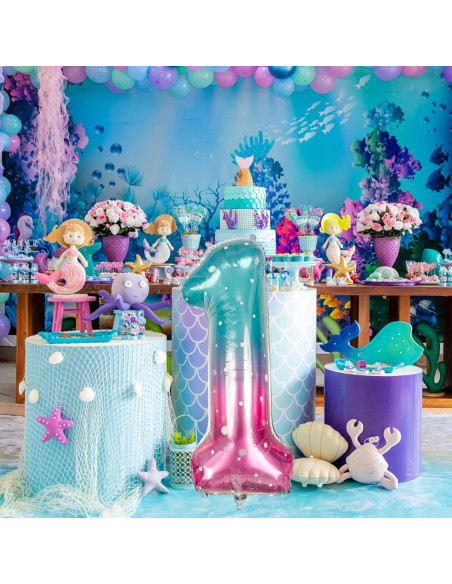 Globo de Número 1 Estrellado Azul Rosa 101,6 cm Mylar