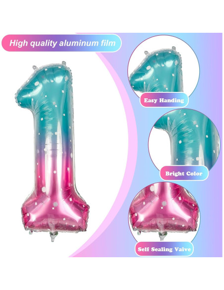 Globo de Número 1 Estrellado Azul Rosa 101,6 cm Mylar