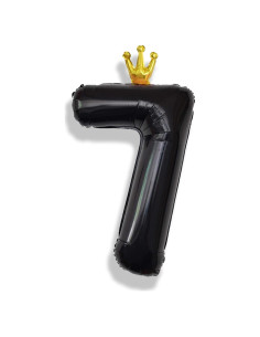 Globo Número 7 Black Crown 101,6 cm para Cumpleaños