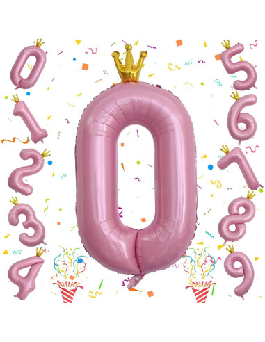 Globo de Número 0 Rosa Claro 101.6 cm para Fiesta