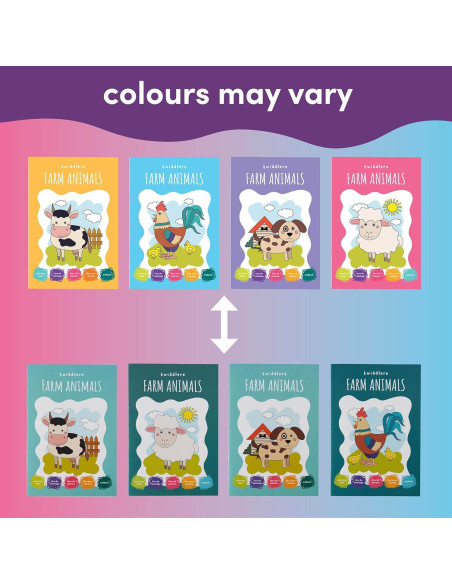 Paquete de 12 Libros para Colorear THE TWIDDLERS Animales de Granja