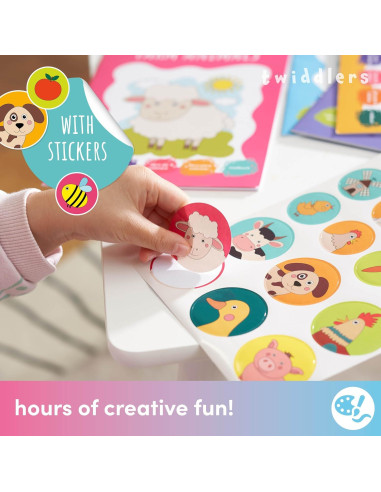 Paquete de 12 Libros para Colorear THE TWIDDLERS Animales de Granja