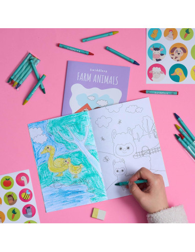 Paquete de 12 Libros para Colorear THE TWIDDLERS Animales de Granja