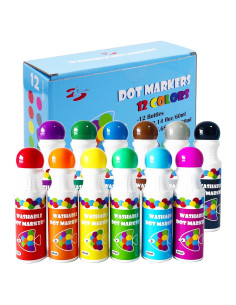 Marcadores de Puntos Yuanhe 12 Colores Tinta Lavable Niños