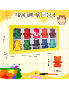 Crayones Netholid Oso 10 Colores Lavables No Tóxicos 2