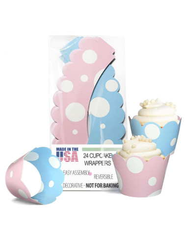 Fundas para Cupcake Confetti Couture Rosa y Azul 24 Pzas