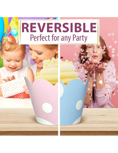 Fundas para Cupcake Confetti Couture Rosa y Azul 24 Pzas