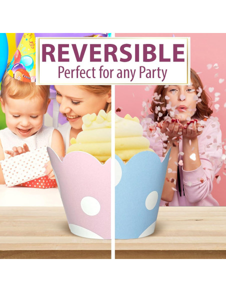 Fundas para Cupcake Confetti Couture Rosa y Azul 24 Pzas