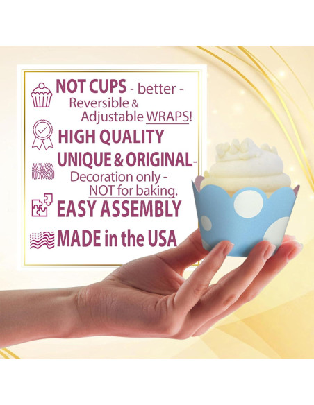 Fundas para Cupcake Confetti Couture Rosa y Azul 24 Pzas