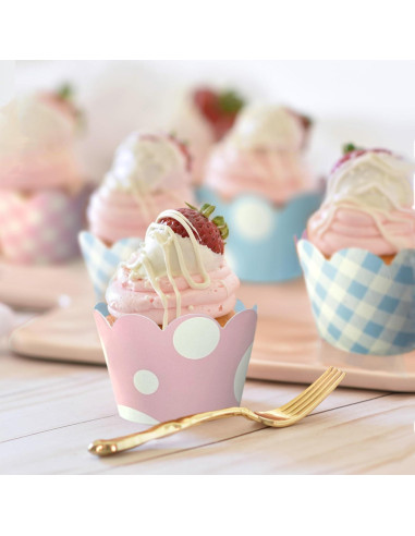 Fundas para Cupcake Confetti Couture Rosa y Azul 24 Pzas