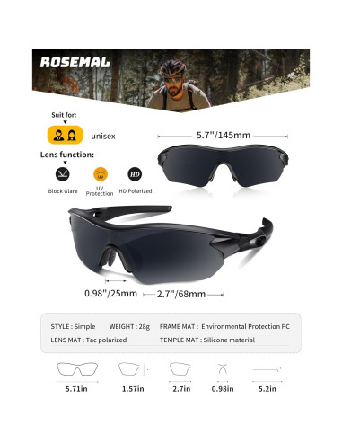 Gafas de sol deportivas Rosemal 7221 polarizadas UV400