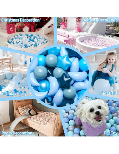 Bolas de Piscina GOGOSO 100pcs Estrellas y Lunas Azul