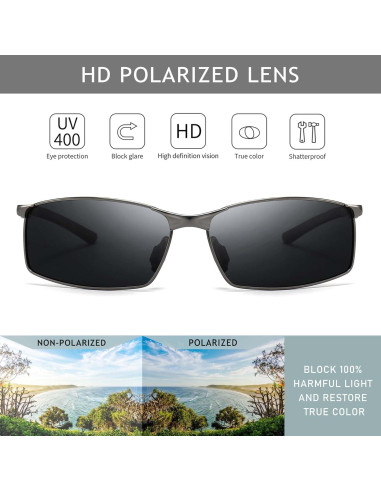 Gafas de sol polarizadas SUNGAIT para hombres marco metal gris