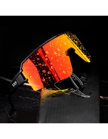 Gafas de Ciclismo FMY Polarizadas UV400 Lentes Negras y Rojas Gafas de Ciclismo FMY Polarizadas UV400 Lentes Negras y Rojas
