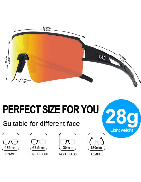 Gafas de Ciclismo FMY Polarizadas UV400 Lentes Negras y Rojas Gafas de Ciclismo FMY Polarizadas UV400 Lentes Negras y Rojas