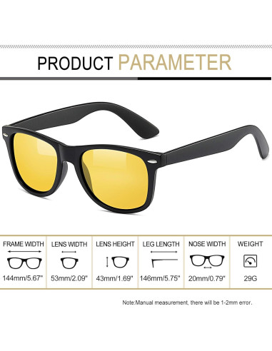 Gafas de sol Joopin cuadradas UV400 para conducción nocturna