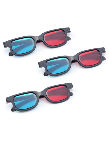 Gafas 3D Othmro 3 Piezas Rojo-Azul Lentes de Resina