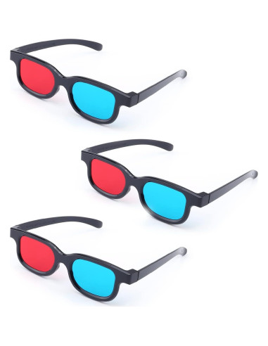 Gafas 3D Othmro 3 Piezas Rojo-Azul Lentes de Resina