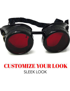 Gafas Steampunk UMBRELLALABORATORY Rojas y Negras 2