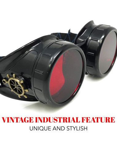 Gafas Steampunk UMBRELLALABORATORY Rojas y Negras