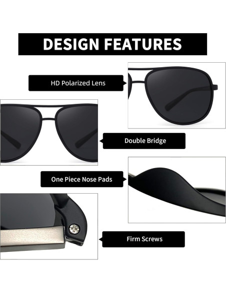 Gafas de Sol Polarizadas Jim Halo Aviador 60mm Paquete 2