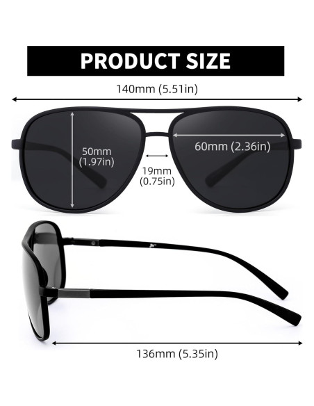 Gafas de Sol Polarizadas Jim Halo Aviador 60mm Paquete 2