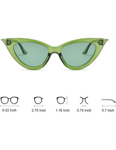 Gafas de sol OZPYKAE ojo de gato verde oliva para mujeres 2