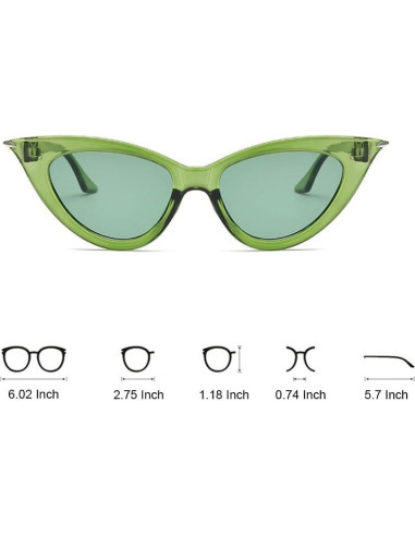 Gafas de sol OZPYKAE ojo de gato verde oliva para mujeres
