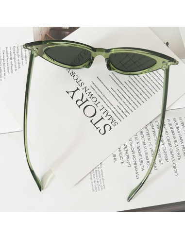 Gafas de sol OZPYKAE ojo de gato verde oliva para mujeres