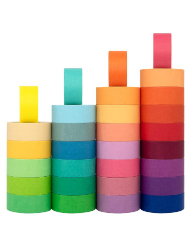 Cinta Washi Decorativa 30 Rollos 15mm Arcoíris Hwook