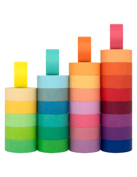 Cinta Washi Decorativa 30 Rollos 15mm Arcoíris Hwook