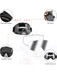 Gafas de Motocross ZukMi Unisex con Lente Clara y Ajustable 2