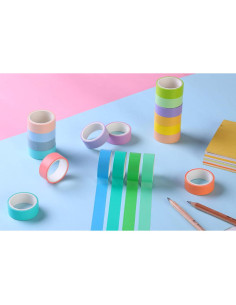 Cinta Washi Decorativa 30 Rollos 15mm Arcoíris Hwook 2