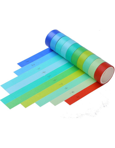 Cinta Washi Decorativa 30 Rollos 15mm Arcoíris Hwook