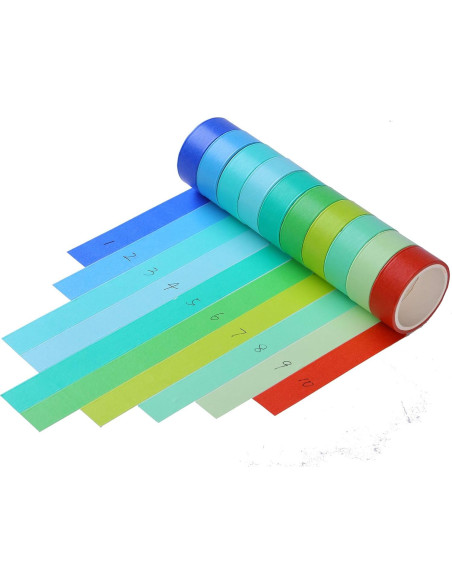 Cinta Washi Decorativa 30 Rollos 15mm Arcoíris Hwook