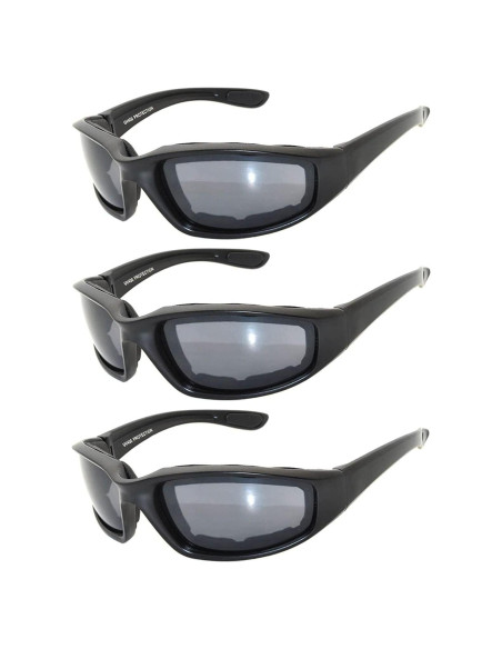Paquete de 3 Gafas de Motocicleta Acolchadas UV400