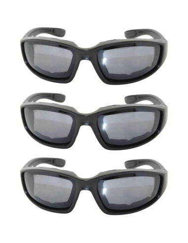 Paquete de 3 Gafas de Motocicleta Acolchadas UV400