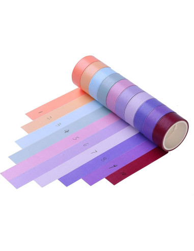 Cinta Washi Decorativa 30 Rollos 15mm Arcoíris Hwook