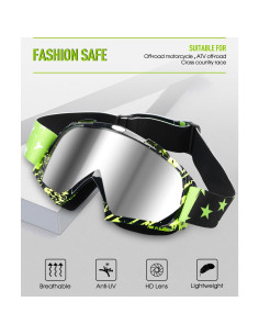 Gafas de Motocross ATV - Antivaho y UV400 - Negro Verde 2
