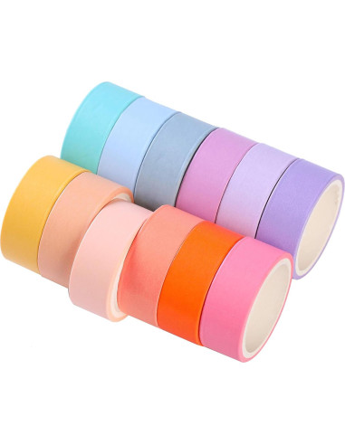 Cinta Washi Decorativa 30 Rollos 15mm Arcoíris Hwook