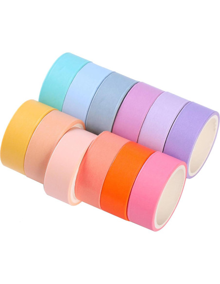 Cinta Washi Decorativa 30 Rollos 15mm Arcoíris Hwook