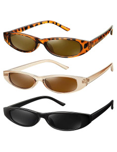 Gafas de Sol Rectangulares Retro 3 Pares Estilo 80s