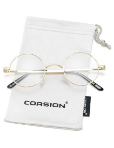 Gafas Redondas Vintage COASION Oro Lentes Claros 45mm 2