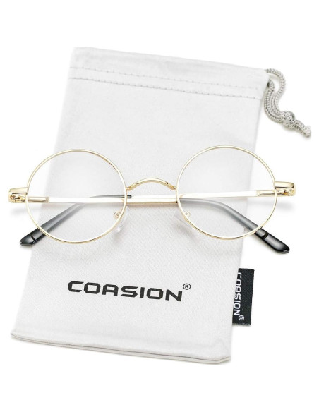 Gafas Redondas Vintage COASION Oro Lentes Claros 45mm