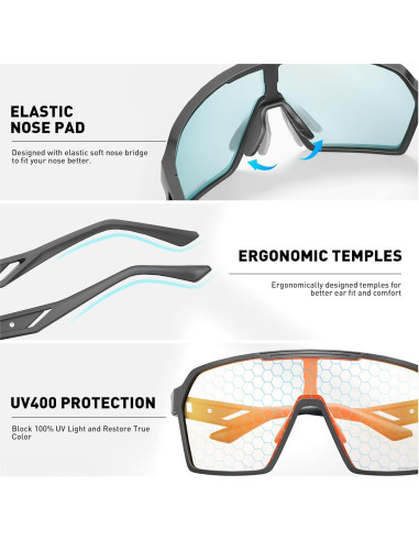 Gafas de Ciclismo Fotoquímicas UV400 S327 - Unisex Rojo