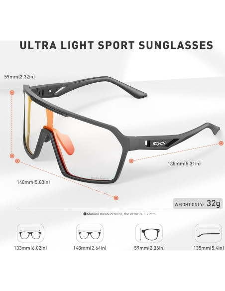 Gafas de Ciclismo Fotoquímicas UV400 S327 - Unisex Rojo